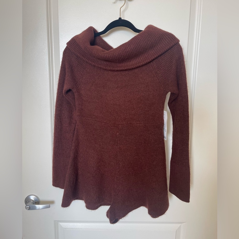 Urban Outfitters brown off the shoulder sweater romper. Size Large. NWT.